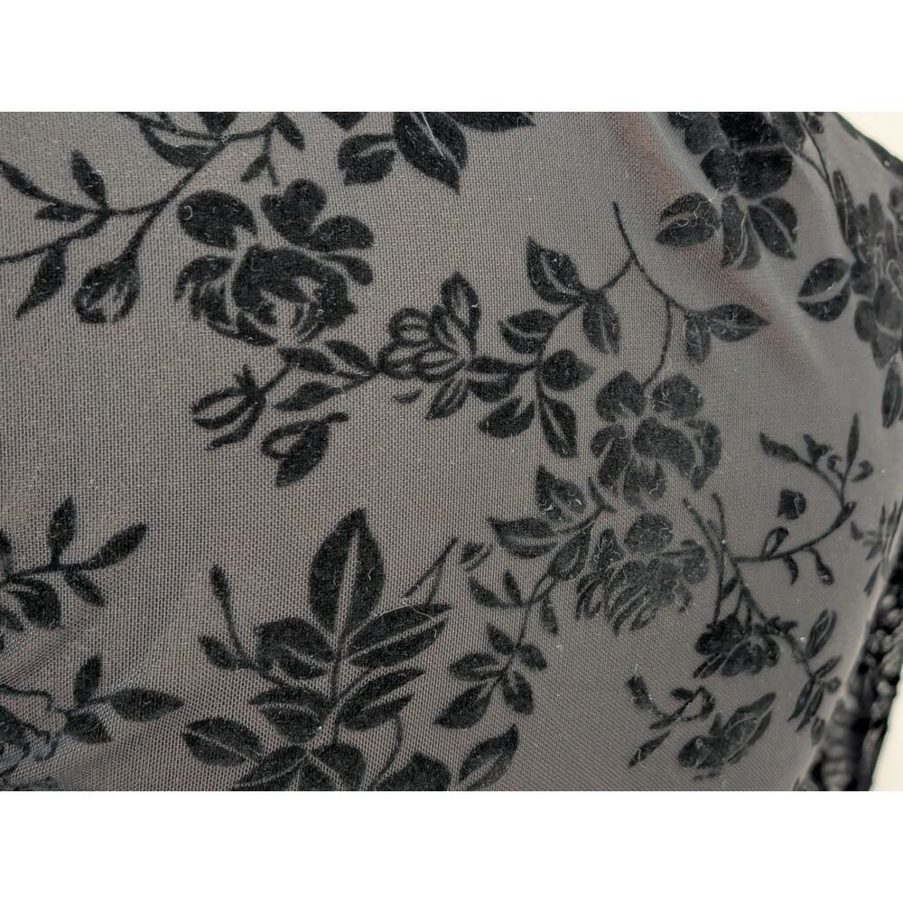 Whimsigoth Black Floral Burnout Velvet Lace Top - Bell Sleeve  M Fits like S/XS - Picture 6 of 11